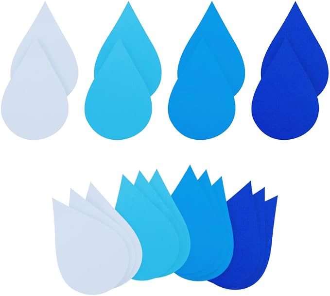 GSHLLO 120 Pcs Blue and White Raindrop Cutouts Cute Bulletin Board Cut Outs by GSHLLO