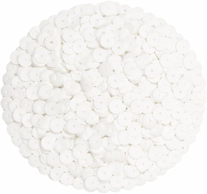 Mandala Crafts 6mm Flat Round White Sequins - Image 2
