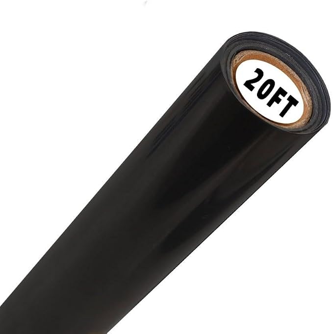 FUNKAKA Heat Transfer Vinyl Reflective Black HTV Roll, Reflective HTV Vinyl by FUNKAKA