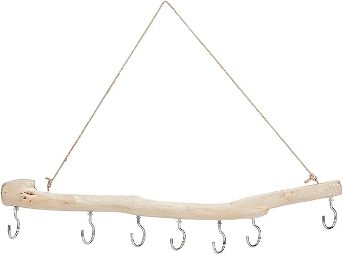 7 Hook Natural Driftwood Decorative Branches Farmhouse Home Wall Hanging Decor by SOFPLATE