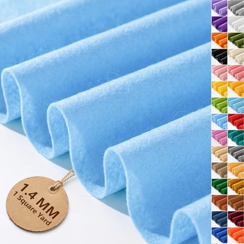 Sky Blue Felt Fabric 36'' X 36'', 1.4mm Large Felt Sheets Soft Durable Crafts by FEIYAUMI
