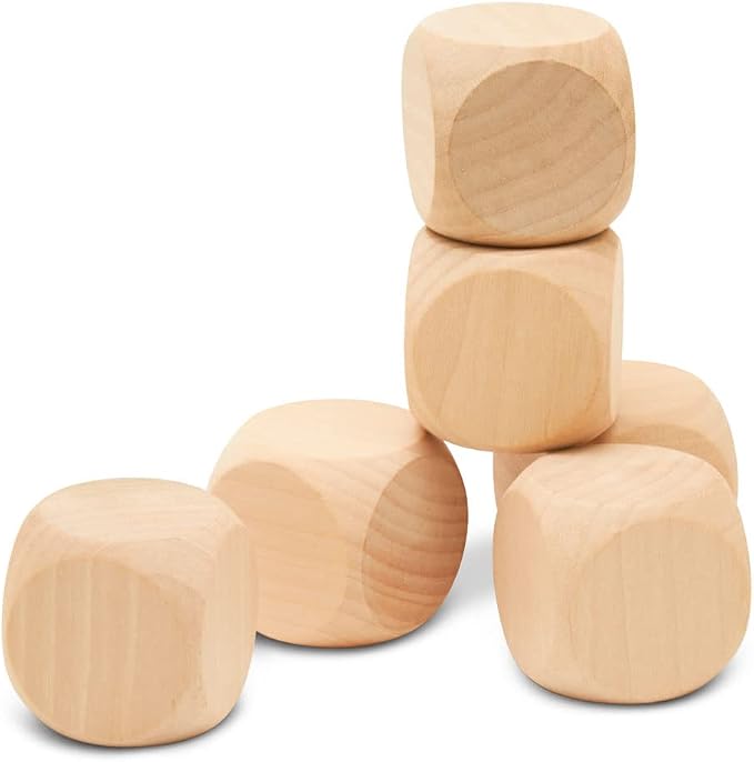 Blank Wooden Dice for Crafting and Games, 1.5 Inch Wood Blocks for Crafts by Woodpeckers
