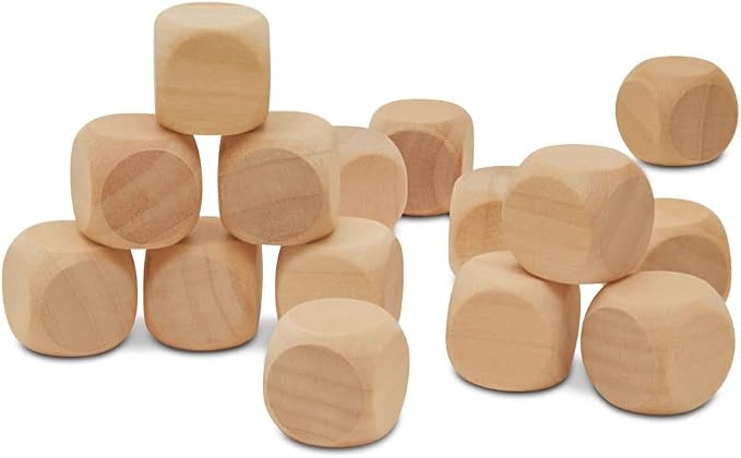 Blank Dice 5/8 inch x 5/8 inch, Small Wooden Craft Cubes - Image 3
