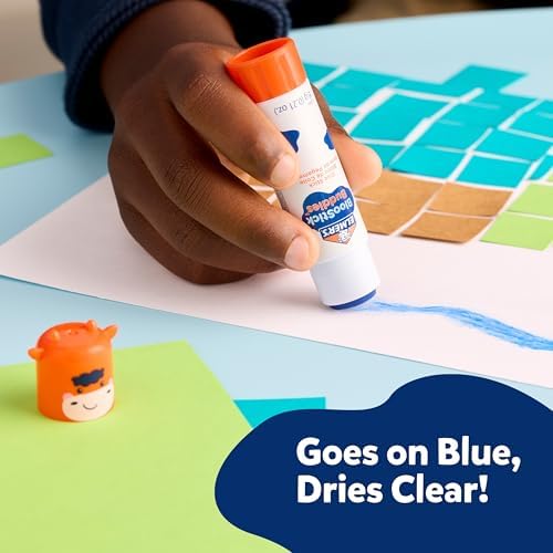 Elmer's BlooStick Buddies Glue Sticks, Disappearing Blue Glue Stick, Anti-Roll - Image 3