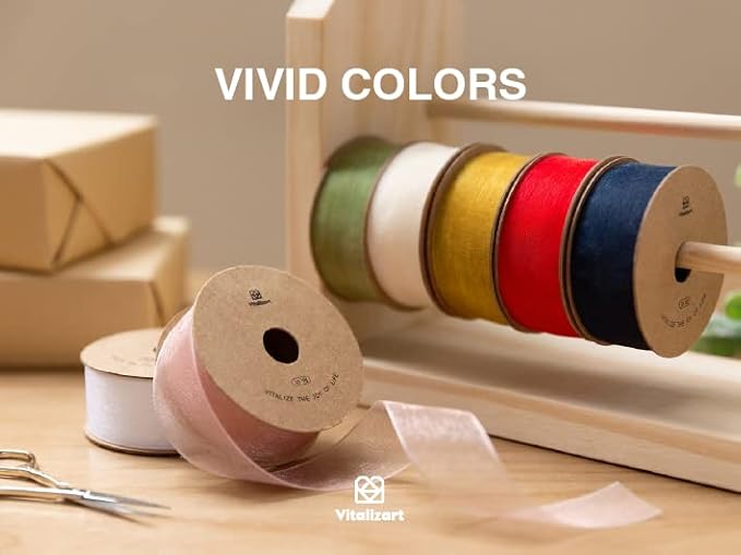 Vitalizart Red Organza Ribbon for Gift Wrapping 1 inch x 30 Yd Extra Density - Image 6