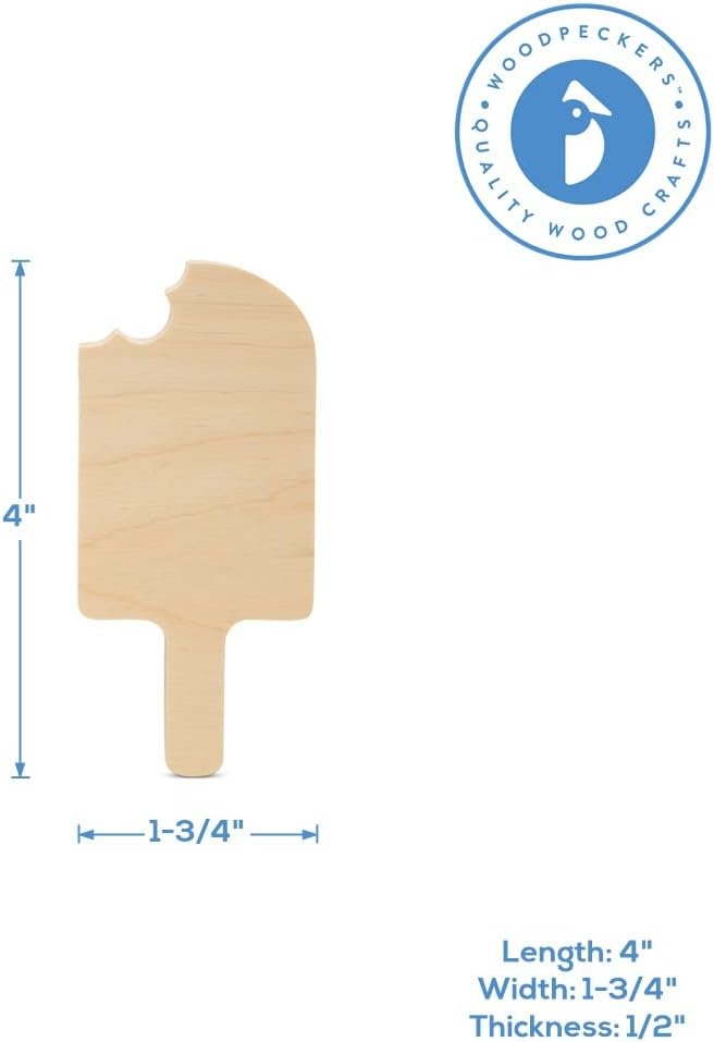 Chunky Popsicle Cutout 4-inch, 1/2 inch Thick, Unfinished Wood Crafts - Image 6