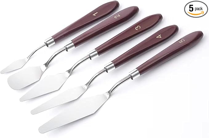 FUPUALL 5 Pieces Painting Knives Stainless Steel Spatula Palette Knife Oil by Unknown