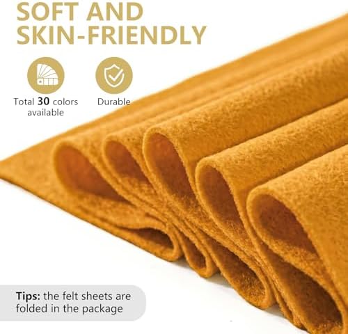Antique Gold Felt Fabric 36'' X 36'', 1.4mm Large Felt Sheets Soft Durable - Image 3