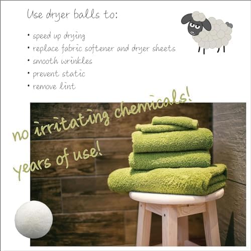 Three by Three Seattle Felt·Like·it!™ XL Wool Dryer Balls + Storage Bin: Reduce Drying Time, Static Cling, and Energy Use | Natural Alternative to Fabric Softeners | (Pack of 3 Grey Dryer Balls)
