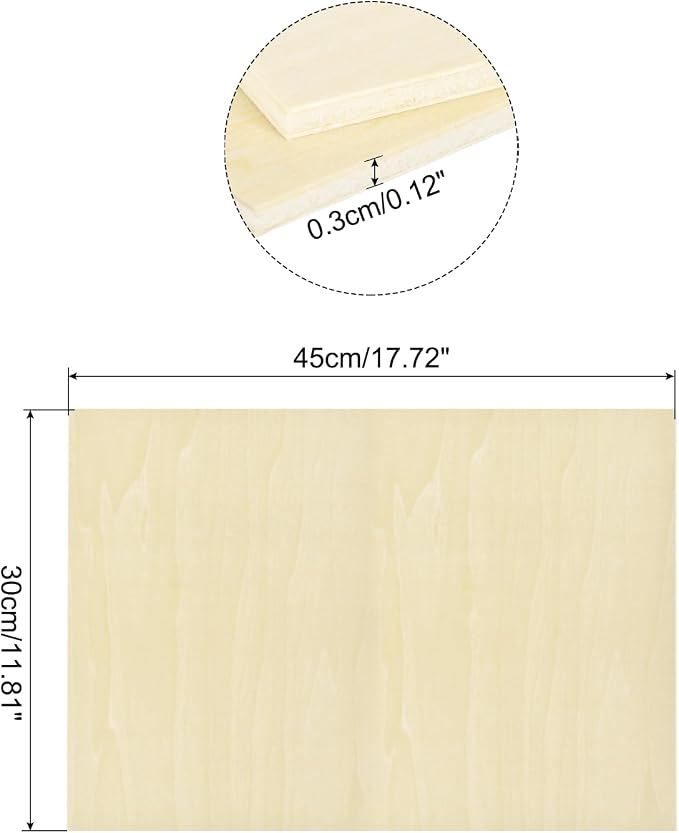 MECCANIXITY 3pcs Basswood Sheets 18 x 12 x 1/8 Inch Unfinished Wood Boards - Image 2