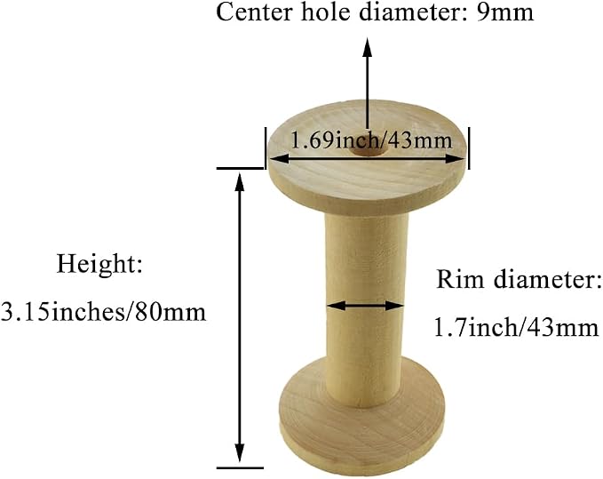 HAHIYO 3.15Inches 3PCs Natural Color Wood Spool - Image 2