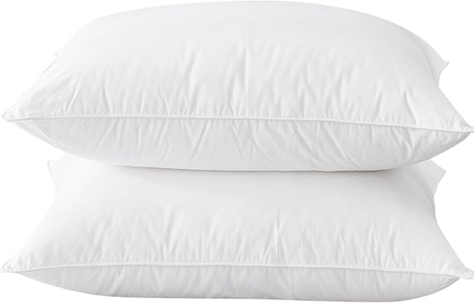 BHZ Goose Down Feather Pillows Queen Size Set of 2, Hotel Collection Bed Pillows by BHZHouseholdProducts