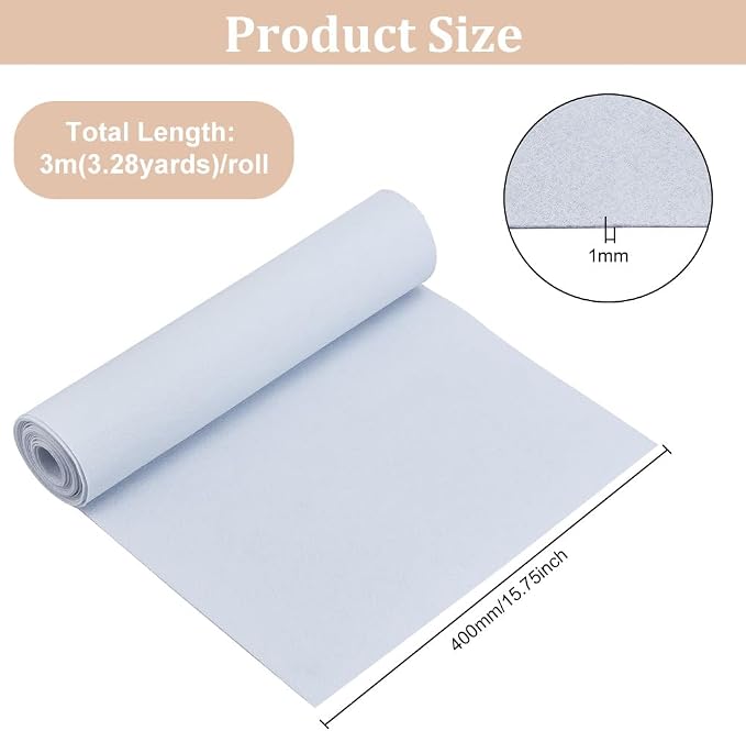 BENECREAT Gray-White Felt Roll, 10FT x 15.74 Inch Wide, 1mm Thick | Soft Woven - Image 2