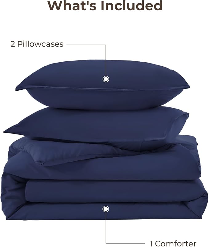 Litanika Comforters Navy Blue Super King Size, 3 Pieces Lightweight Solid - Image 7
