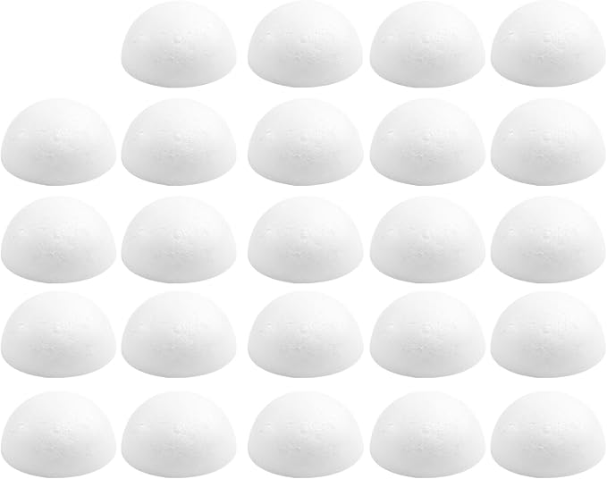 Crafjie 24PCS 3 Inchs Half Foam Balls White Half Round Polystyrene Foam Balls by Crafjie