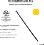 Kable Kontrol Cable Zip Ties Black 1, 250 Lbs Tensile Strength, Bulk Pack - Image 3