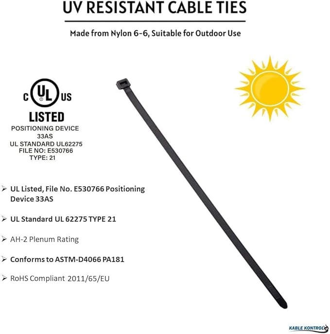 Kable Kontrol Cable Zip Ties 1000 Pcs 5.5 Inch Black, 18 Lbs Tensile Strength - Image 3