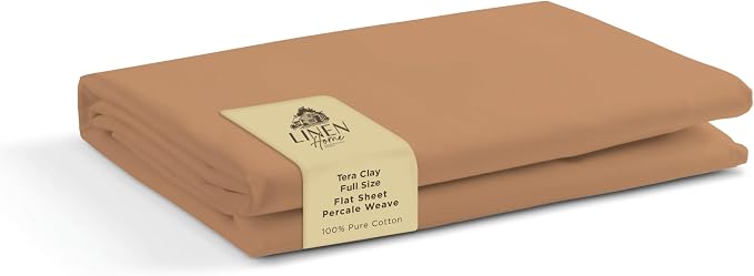 Linen Home 100% Cotton Percale 1 Flat Sheet, Full Size by LINENHOME