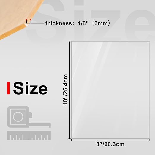 KINLINK 8x10 Plexiglass Sheets 1/8 inch Thick, 3mm Clear Cast Acrylic Sheet - Image 2