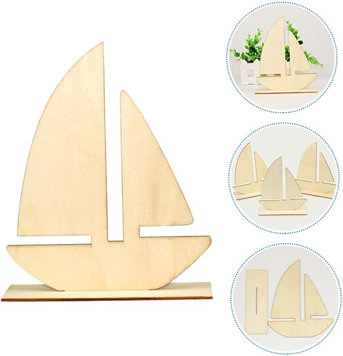 Lurrose 12pcs Wood Painting Toys Painting Clay Base Unfinished Wooden Craft - Image 7