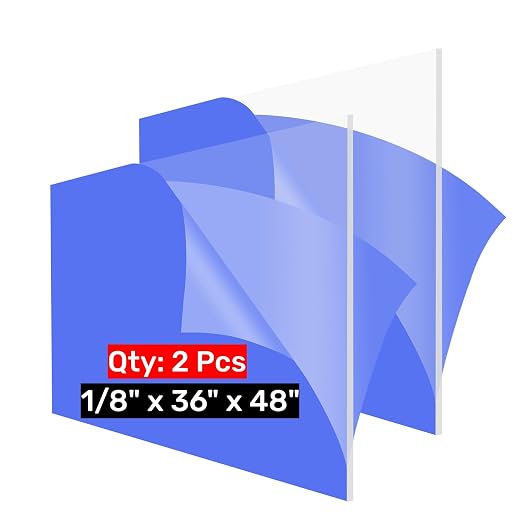 2 Pack Clear Cast 36x48 Acrylic Sheets 36x48 Plexiglass Sheets 1/8 inch Thick by GETWANT