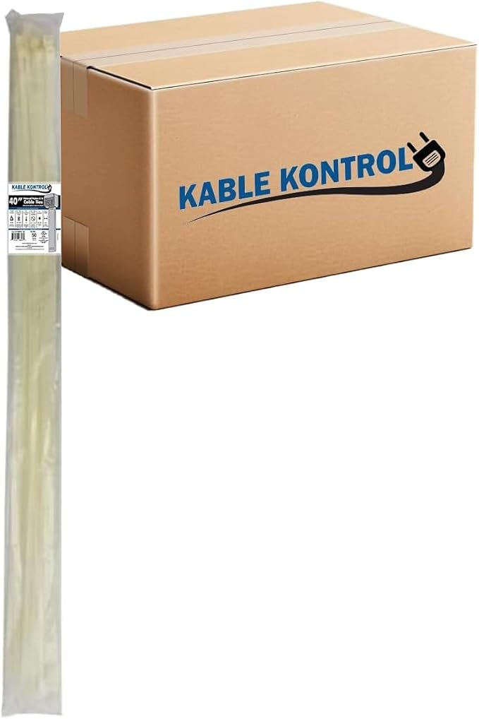 Kable Kontrol Cable Zip Ties Natural White 1, 250 Lbs Tensile Strength by KABLEKONTROL%C2%AE
