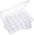 IOOLEEM 2 Pack 36 Grids Plastic Bead Organizer Box, Adjustable Dividers by IOOLEEM