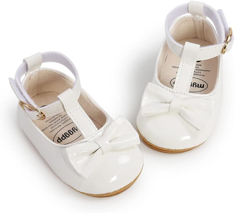 COSANKIM Baby Girls Mary Jane Flats Shoes Anti-Slip Rubber Sole Infant Toddler Princess Wedding Dress Shoes