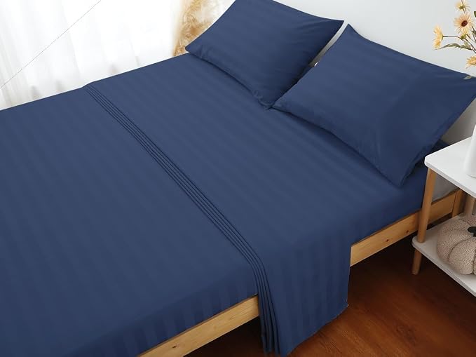Flat Sheet Only Twin Size, 400 TC 100% Egyptian Cotton Flat Sheet Striped - Image 6