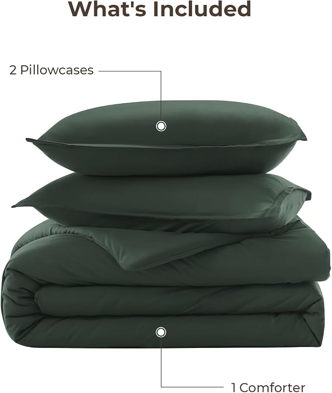 Litanika Forest Green Comforter King Size, 3 Pieces Lightweight Solid Bedding - Image 7