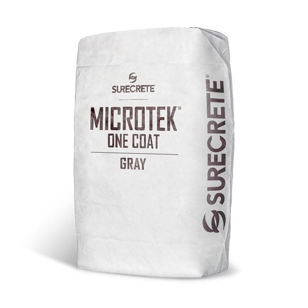 SureCrete MicroTek One Coat | Gray | 40 lb Bag | Microcement Overlay for Interior & Exterior Walls, Bathrooms, Fireplace Surrounds & Floors