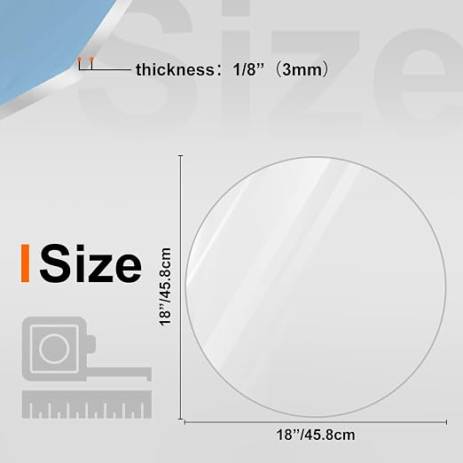 KINLINK 18in Plexiglass Sheets 1/8 inch Thick, 3mm Clear Circle PET Plastic - Image 2