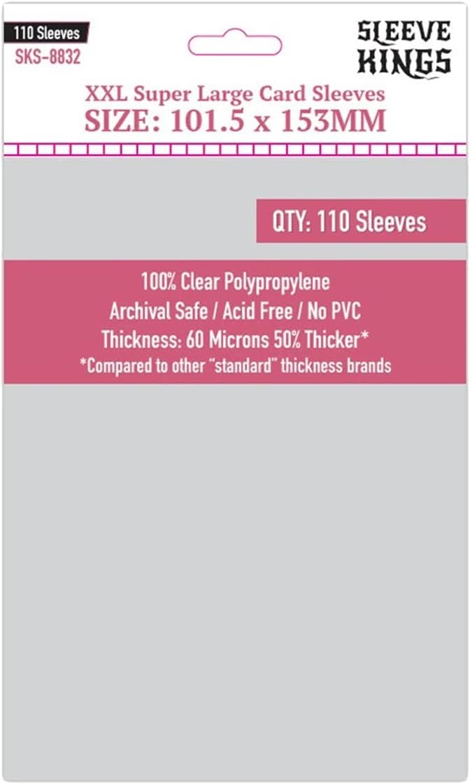 Sleeve Kings Premium XXL Super Large Card Sleeves – 101.5 x 153mm, 110 Pack by SleeveKings