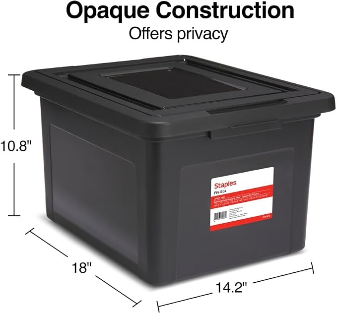 STAPLES File Box Plastic File Box Snap, Letter/Legal Size - Image 5