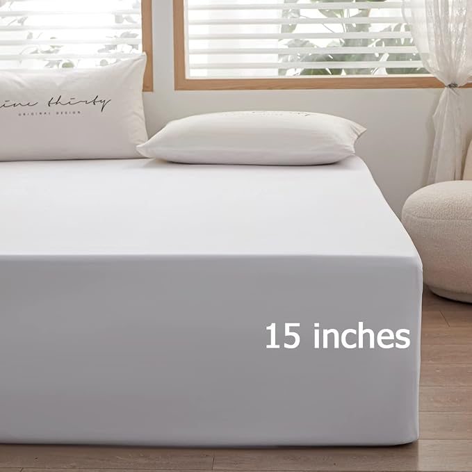 Bedding King Size Fitted Sheet Only-King Size Deep Pocket Bottom Fitted Sheet - Image 7