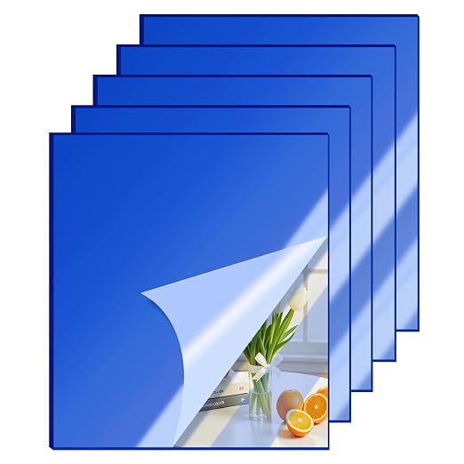 5 Pcs 12 x16 Inch Blue Acrylic Mirror Sheet, 1/8 Inch Thick Opaque Glossy Mirror by CEUQIESO