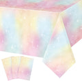 Tiamon 3 Pcs Pastel Rainbow Tablecloths Birthday Decorations Pastel Table Cloths by Tiamon