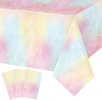 Tiamon 3 Pcs Pastel Rainbow Tablecloths Birthday Decorations Pastel Table Cloths by Tiamon
