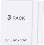 MYFAMIREA 3 Pack White Foam Board 24" x 36", 3/16" Thick Board Poster Acid-Free by MYFAMIREA