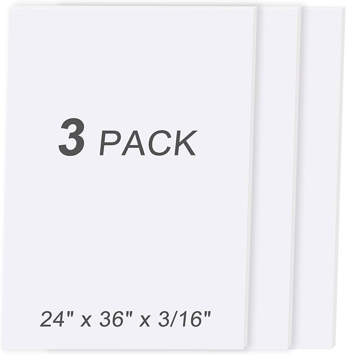 MYFAMIREA 3 Pack White Foam Board 24" x 36", 3/16" Thick Board Poster Acid-Free by MYFAMIREA