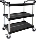 Plastic Utility Carts with Wheels, 3-Tier Rolling Service Cart, 300 lbs Heavy Duty Capacity with 4 inch Silent Casters(2 Lockable), for Home, Office, Restaurant, Warehouse.31.5"× 16" × 38"