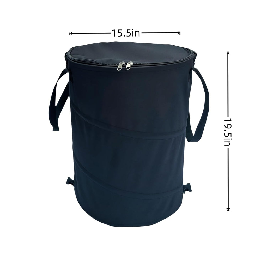 Collapsible Trash can with lid,Foldable Camping Trash can,Pop-up Trash can with lid,Outdoor Trash can with lid,Clothes and Toys Recycle bin,Thickened, Solid, Durable,Attached Hook (Black)