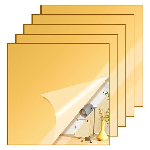 5 Pcs 8 x8 Inch Gold Acrylic Mirror Sheet, 1/8 Inch Thick Opaque Glossy Mirror by CEUQIESO