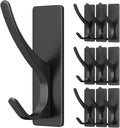 Self Adhesive Coat Hooks for Hanging, Heavy Duty Stainless Double Wall Hook for Towel, Backpack, Hat, Sturdy Metal Hanger for Bathroom, Bedroom, Door, Wall Mounted, 10 Pack, Matt Black, New