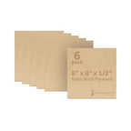 12 mm Baltic Birch Plywood 1/2 x 8 x 8 Inch, Box of 6 B/BB Grade Craft Wood by Woodpeckers