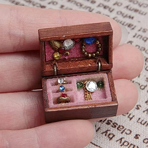 Acxico 1Pcs 1:12 Mini Miniature Wooden Jewelry Box Bedroom Accessories Mini - Image 2