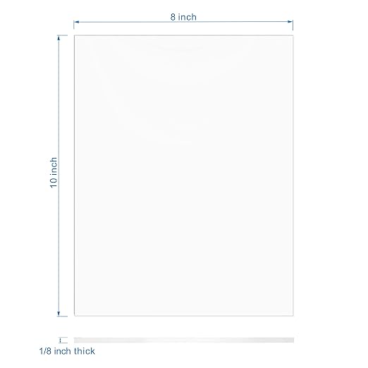 KAITELA Pack of 10 Clear Acrylic Sheet 8" x 10" Cast Plexiglass Panel 1/8" - Image 3