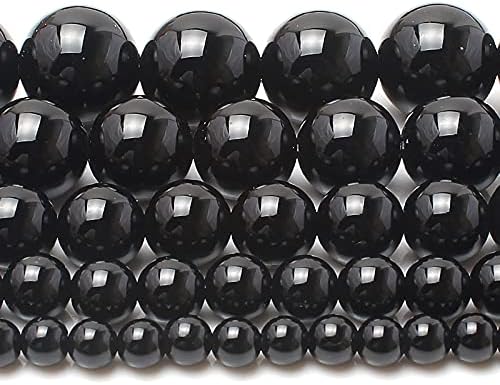 35pcs Round Loose Polish Black Agate Beads - Image 8