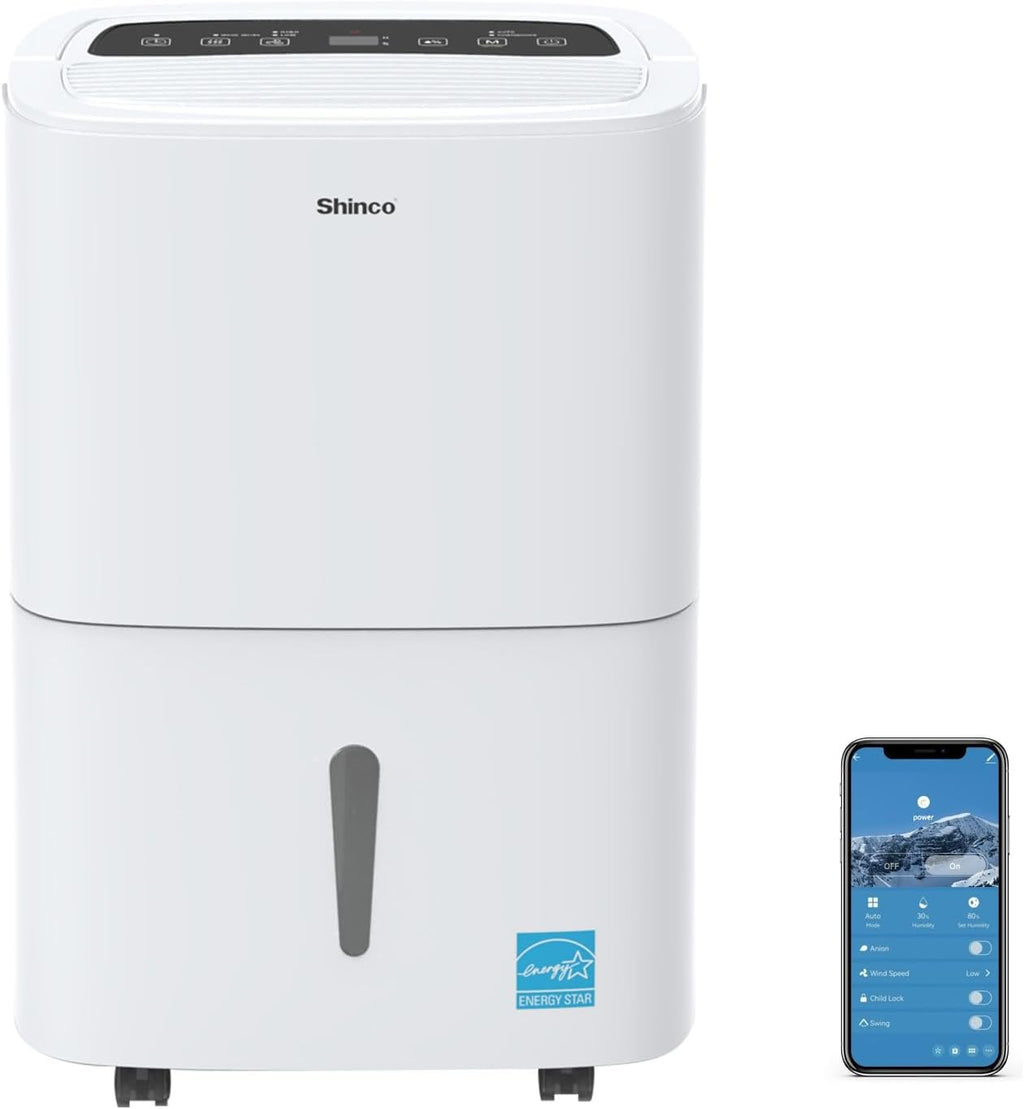 120 Pints Energy Star Dehumidifier with Drain Hose and WIFI for Large Spaces up to 6,000 Sq.Ft, Auto Defrost & Continuous Drainage - Ideal for Home Basements, Bathroom, and Bedroom