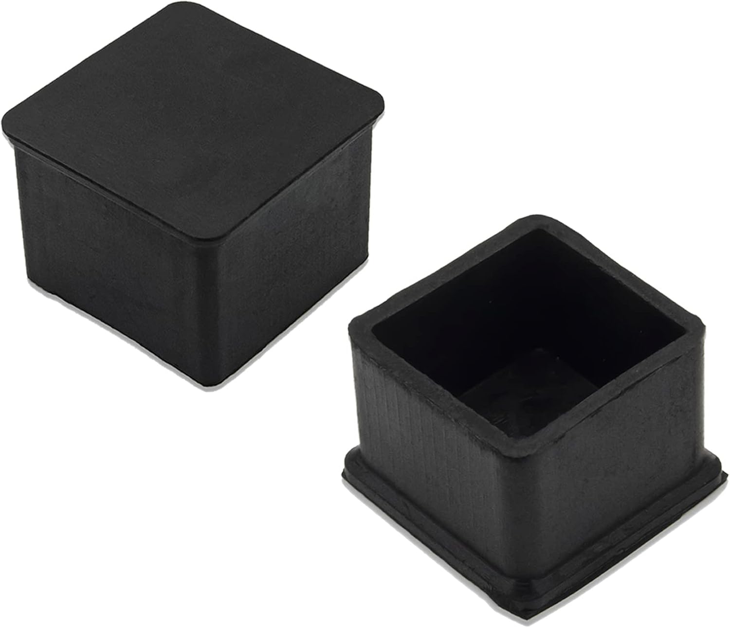 Flyshop Non-Slip Thick Rubber Leg Tips Floor Protectors Square Chair Leg Caps 20pcs, Black, 35 mm x 35 mm, 1-3/8" x 1-3/8"
